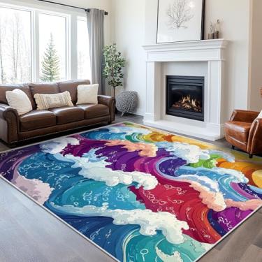 Imagem de 22,5 x 30,5 cm, tapete colorido janpanese, antiderrapante, fino, grande, para sala de estar, quarto, sala de jantar, banheiro, escritório