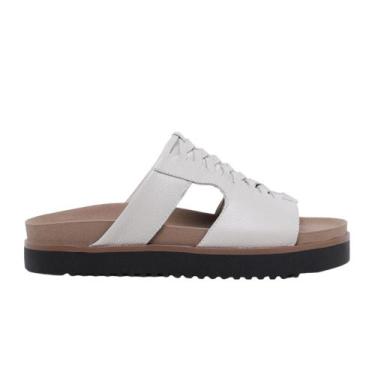 Imagem de Tamancos Feminino Plataforma Anti Stress Couro Sola Canoa Creme - Pisa
