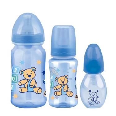 Imagem de Petita Kit Mamamadeira Super Acinturada/Bico Silicone Redondo - Color Azul 270/140/60ml