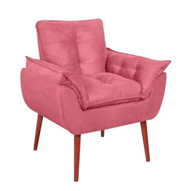 Imagem de Poltrona Vit Decorativa em Suede – Estrutura em Madeira de Eucalipto, Espuma D-26 e Pés Palito 25cm, Design Moderno e Confortável para Sala, Quarto ou Escritório (Rose)