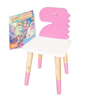 Imagem de Kit Educativo Cadeira Infantil de Madeira Dinossauro - Rosa