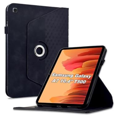 Imagem de Varohix Capa para Samsung Galaxy Tab A7 10,4 polegadas modelo 2020 (SM-T500/T505/T507), capa protetora de couro PU com rotação de 360 graus com hibernar/despertar automático, suporte para cartão e