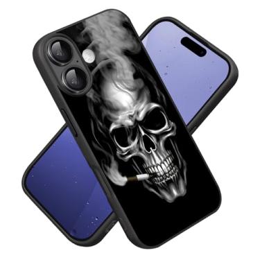 Imagem de ZXHSBROK Capa para iPhone 17, silicone fino premium com [forro de microfibra macio antiarranhões] capa protetora à prova de choque para iPhone 17 (2025) 6,3 polegadas, caveira fumegante