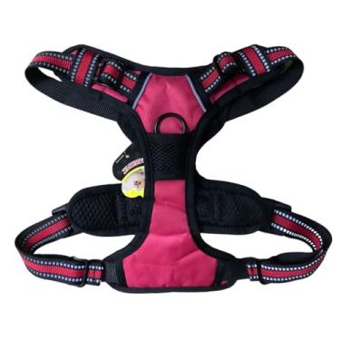 Imagem de Peitoral Coleira Reforçada Refletiva C/Regulagem Cachorro Grande e Médio Porte Passeio Pet (Vermelho,G (L))