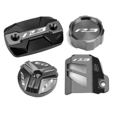 Imagem de Tampa do reservatório de fluido de freio dianteiro traseiro da motocicleta tampa do cilindro protetor de óleo R3 compatível com YZF-R3 YZFR3 2015-2021 2023 (cinza A)