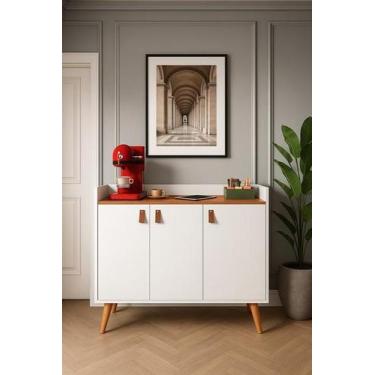 Imagem de Aparador Armario Buffet 3 portas Pés Palito com prateleira Luna Cores 