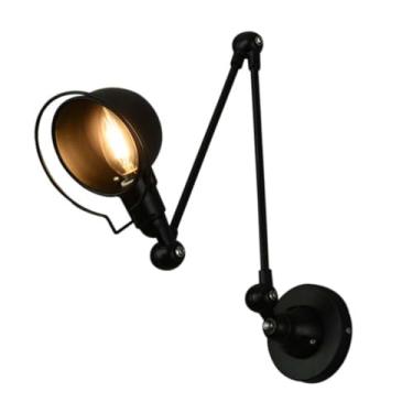 Imagem de Luminária de parede de braço longo Luminária de parede vintage ajustável Luminária de cabeceira de braço giratório industrial retrô E27 para sala de estar Luminárias de leitura de parede par