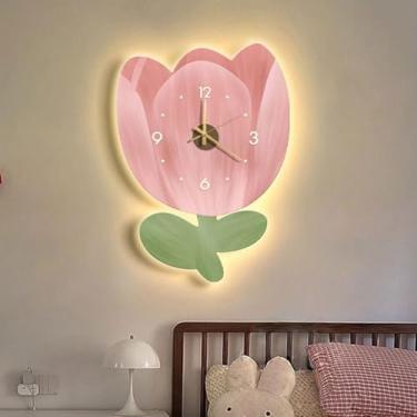 Imagem de Luminária de parede LED recarregável com interruptor, luminária de parede em formato de flor, operada por bateria, luminária de parede acrílica para quarto de crianças, meninas, cabeceira, 5