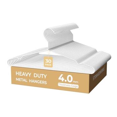 Imagem de StorageWorks Cabides de arame para armário, cabide de metal super grosso de 4 mm, cabide resistente para casacos, camisas, jaquetas, calças, ternos, branco, pacote com 30
