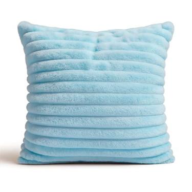 Imagem de Capa De Almofada Luxo Soft Wave Decoração Sofá Sala 45x45 Azul Bebê- Novadecora