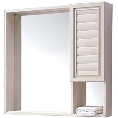 Imagem de Espelhos para banheiro 60 cm x 70 cm x 12 cm moderno espaço simples alumínio armário de espelho de banheiro montado na parede armário de armazenamento com espelho (branco)