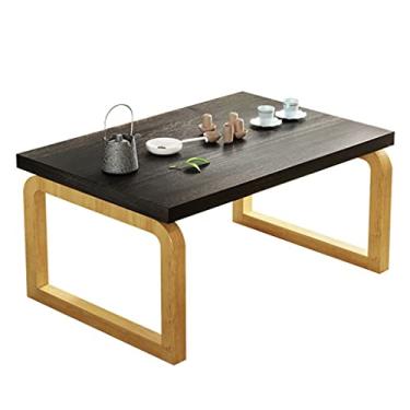 Imagem de Mesas auxiliares mesa baixa para casa mesa de centro mesa de chá retro mesa de tatami mesa de chá Zen para sala de estar janela salediça dobrável (cor de madeira 60 × 45 × 30 cm)