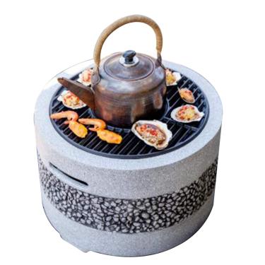 Imagem de Kit de churrasqueira para churrasqueira para jardim, lareira a lenha, quintal, pátio, exterior, imitação de pedra, fogueira, 55,5 cm/21,9" (cor: bege, tamanho: Kit-2) (kit bege)