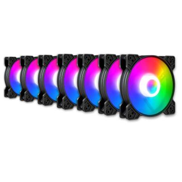 Imagem de Kit 7 Cooler Fan Snaker Shadow ARGB 120mm Silencioso Preto