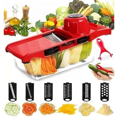 Imagem de Ralador Fatiador Legumes 10 Em 1 Mandoline Slicer Multifuncional Aço Inox Fatiador Cortador De Legumes 10 Em 1
