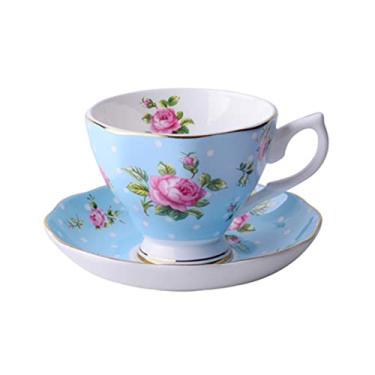 Imagem de Pratos Xícara de Café Moldura Dourada Osso China Xícara e Pires Conjunto de Xícara de Tarde Inglês Xícara de Chá Utensílios de Café Conjunto de Chá de Luxo (Cor: F) (G)