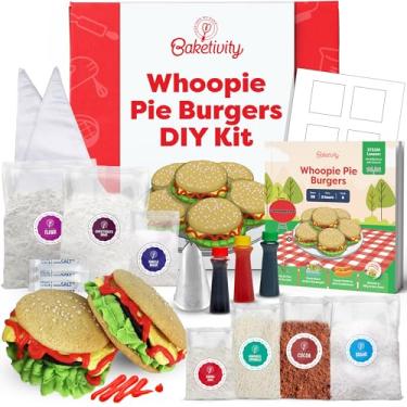 Imagem de Baketivity Whoopie Pie Hambúrgueres Kit de Assar para Crianças - Conjunto de Cozimento Infantil - Conjunto de Cozinha Real para Meninas e Meninos de 5 a 12 Anos - Kit de Cozimento Infantil com