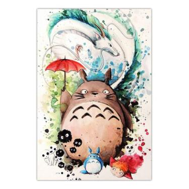 Imagem de Quadro A3 em MDF Totoro Aquarela Studio Ghibli 001 - Placa - Pomps Gee