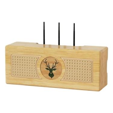Imagem de Roteador WiFi sem fio tipo tampa flip caixa de armazenamento design de vime conjunto superior caixa de gerenciamento de cabos para lojas domésticas