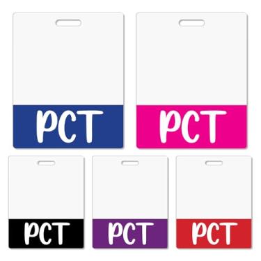 Imagem de Toykee Porta-cartão grande PCT Badge Buddy – Acessórios horizontais para técnicos de cuidados com o paciente GG azul rosa preto roxo vermelho crachá de identificação crachá titular crachá nome