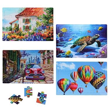 Imagem de Pacote com 4, 16 quebra-cabeças grandes, produtos e atividades para demência de Alzheimer - Jogo de memória para pacientes em casa de repouso - Quebra-cabeça fácil para adultos para idosos ou