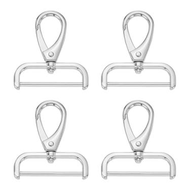 Imagem de HARFINGTON 4 peças de gancho de pressão destacável fecho giratório 38 mm liga de zinco fecho de garra de lagosta para chaveiro bolsa de cordão DIY alça de bolsa, branco