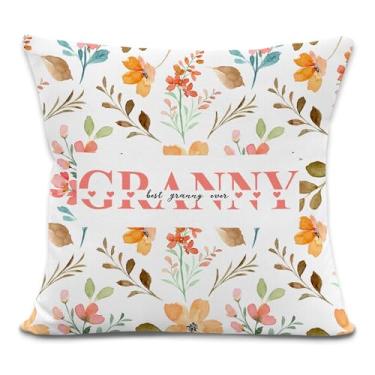 Imagem de laveliabel Capas de almofada Granny Gifts 45,7 x 45,7 cm, para vovó, Best Granny Ever Floral, Fronhas de Presente para Avó, Capa de Almofada para Casa Sofá Decoração de Quarto