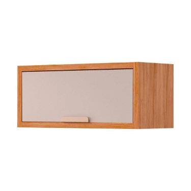 Imagem de Módulo Cozinha Mgm Eloise Armário Geladeira C- 1 Porta Basculante Riscada 80 Cm Cinamom...