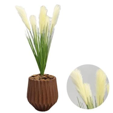 Imagem de Capim Dos Pampas Artificial Pluma Grande Vaso Planta Arranjo - Flor Im