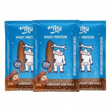 Imagem de Kit 3 whey protein concentrado sache chocolate c avelã 20g de proteina