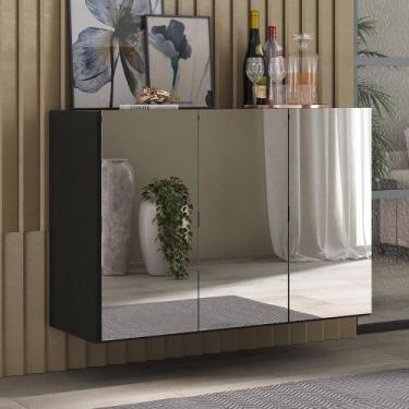 Imagem de Aparador Buffet 3 Portas Com Espelho Suspenso Mp1012 Preto - MULTIMOVE