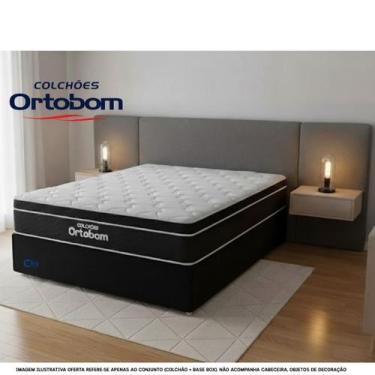 Imagem de Conjunto Cama Box Casal 138x188 Suede Blindada com Colchão Ortobom Ele