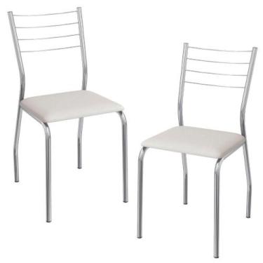 Imagem de Kit 2 Cadeiras Kappesberg Cromada 2C140CR material sintético Branco