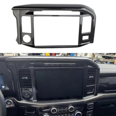 Imagem de Keptrim Painel de navegação para console central GPS acabamento decoração para Ford F150 Raptor 2024 2025 painel de rádio GPS, fibra de carbono ABS