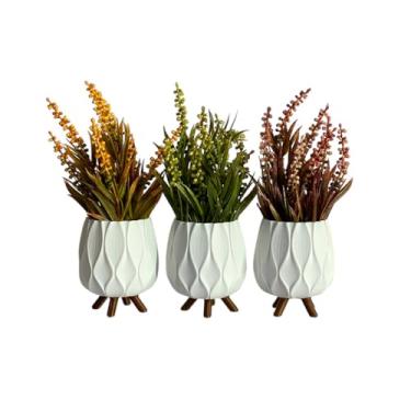Imagem de Trio de Vaso Decorativo Quarto Banheiro Sala e Armário Cachepot Cozinha para Plantas e Cactus(Branco)
