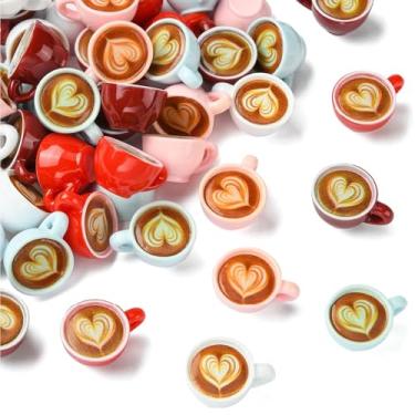 Imagem de UR URLIFEHALL 50 peças, 5 cores, mini estatuetas de caneca de café de resina, adorável, caneca de café, ornamentos de casa de bonecas, para cozinha, decoração de mesa, artesanato