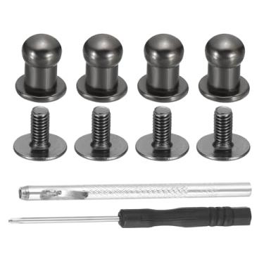 Imagem de Pontas de 7 x 5 x 6 mm para roupas, 30 conjuntos de pontas de botão de metal com kit de parafusos de perfuração e chave de fenda, rebites de cabeça plana, parafusos de barril de couro faça você mesmo