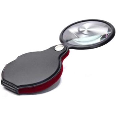 Imagem de Lupa, lupa dobrável de bolso com capa protetora de couro, lupa de ampliação de 6x para idosos, amantes de antiguidades, ciência, identificação de joias