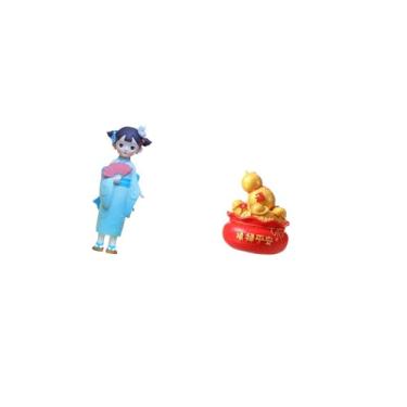 Imagem de Fenteer Estátua de Resina, Figura Asiática Kabuki, Brinquedo, Quimono Japonês, Gueixa, Bolsa de Dinheiro, Artesanato, Ornamento, Estátua de Bacia Do,
