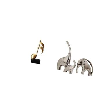 Imagem de Fenteer Escultura de Notas Musicais em Resina E Estatuetas de Família de Elefantes em Cerâmica: Peça Central Criativa para Decoração de Mesa, Lareira, Estante