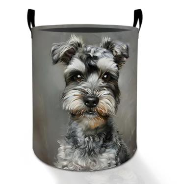 Imagem de Cesta de roupa suja Schnauzer miniatura para meninos, meninas, crianças e adultos, caixa de armazenamento de roupas Oxford dobrável à prova d'água, organizador de cães para quarto, banheiro, decoração