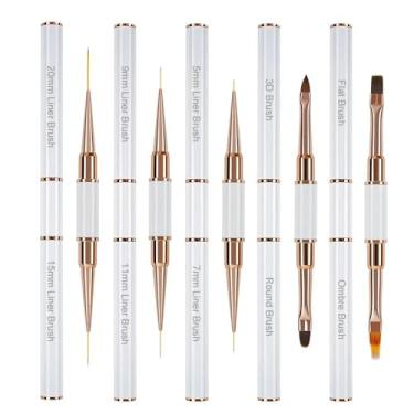 Imagem de Conjunto De 5 Canetas De Ponta Dupla Para Nail Art, Adequadas Para Unhas De Gel AcríLico Uv, ExtensõEs De Unhas E Pintura ArtíStica(branco)