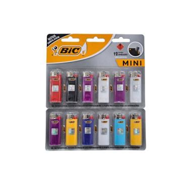 Imagem de Isqueiro a Gás Mini Multicores com 12 Unidades Coloridas Sortidas BIC