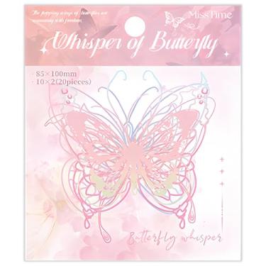 Imagem de Gryast Pacote de 20 adesivos de borboleta para garrafas de água, laptops, diários - 10 designs exclusivos, 5 cores vibrantes - à prova d'água, adesivos de vinil PET para scrapbooking, agendas