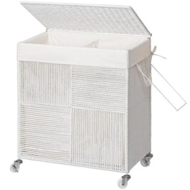 Imagem de Cesto de roupa suja WOWLIVE Double com tampa 115L de capacidade branco