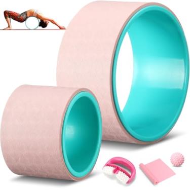 Imagem de Arrowbash Conjunto de 5 rodas de ioga para alongamento e alívio de dor nas costas, bola de terapia de ponto de gatilho, faixas de exercícios de alça de resistência, rolo de massagem