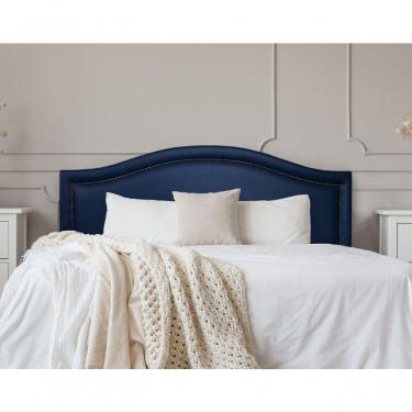 Imagem de Cabeceira Casal Curva Luxo 140x60 Courino Azul - Tachas Fumê