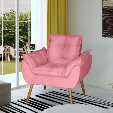 Imagem de Poltrona Opala Decorativa Suede Rosa
