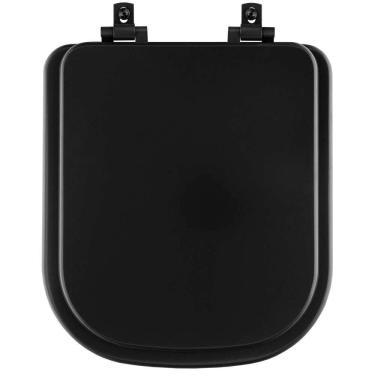 Imagem de Assento Sanitário Mdf Soft Close Quadra Preto Fosco Para Vaso Deca Com Ferragem Preta