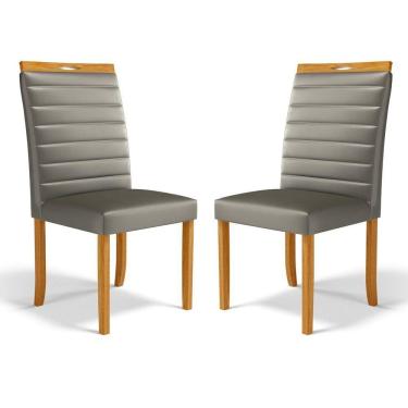 Imagem de Kit Com 2 Cadeiras Sara Madeira Maciça Estofadas Para Mesa De Jantar Veludo Chumbo 109